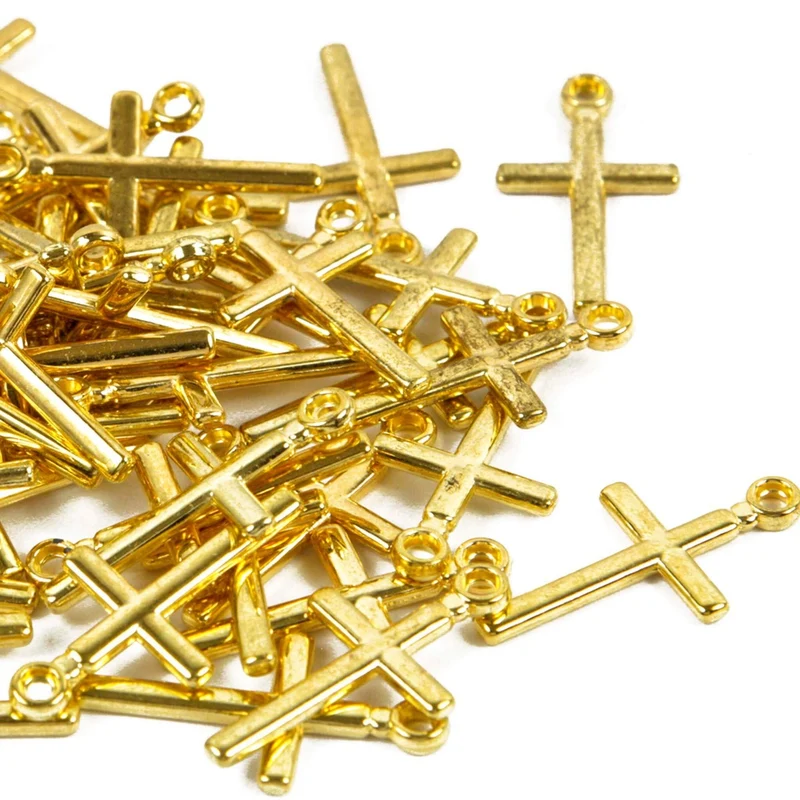 Art.1585 Cuenta Cruz Plástica Oro/Plata 32mm 20pz