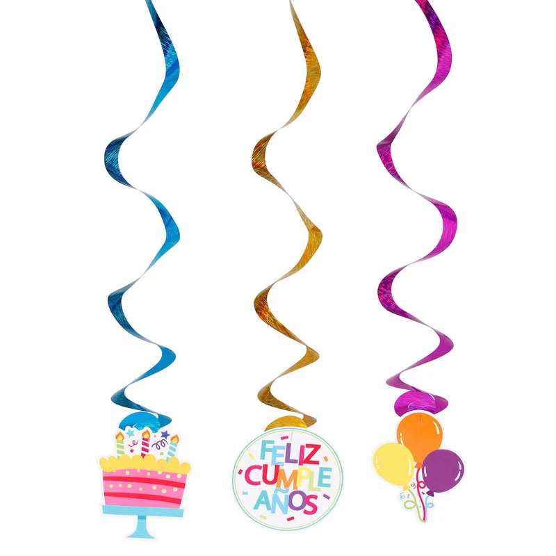 Art.11475 Espirales Feliz Cumpleaños 3pz