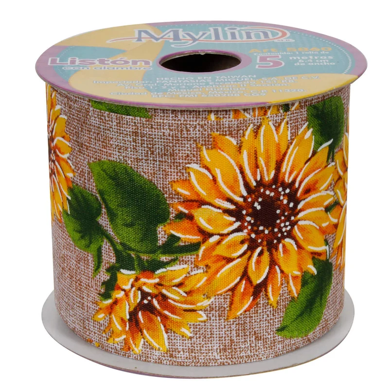 Art.5860 Listón Girasoles 6.4cm 5m