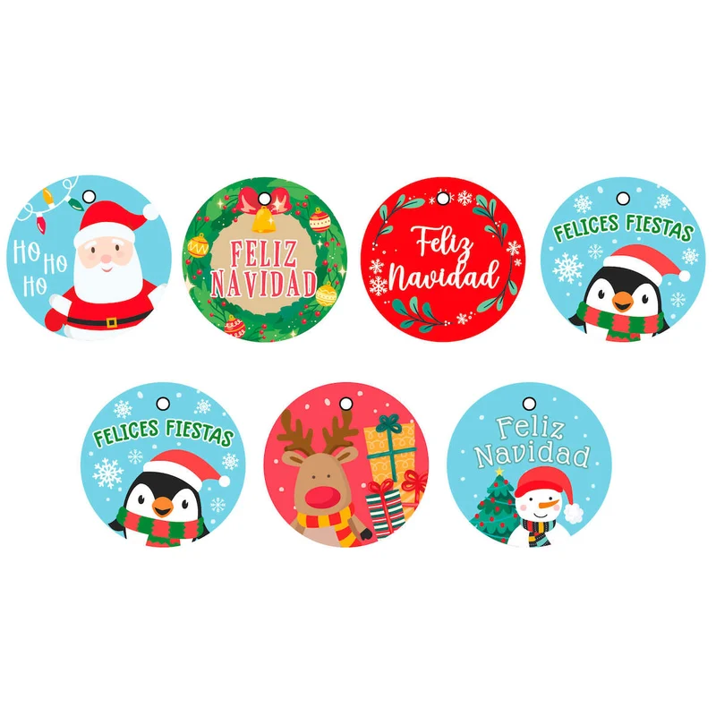 Art.10994 Tarjetas Navidad Redondas Personajes 3.5cm 24pz