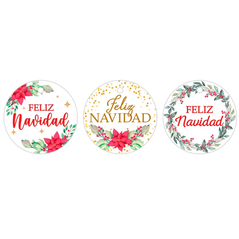 Art.10993 Tarjeta Navidad Redonda 3.5cm 24pz