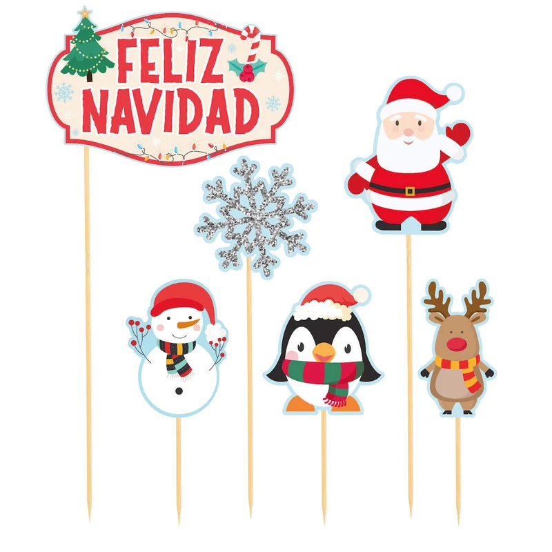 Art.10988 Adorno Pick Feliz Navidad 6pz
