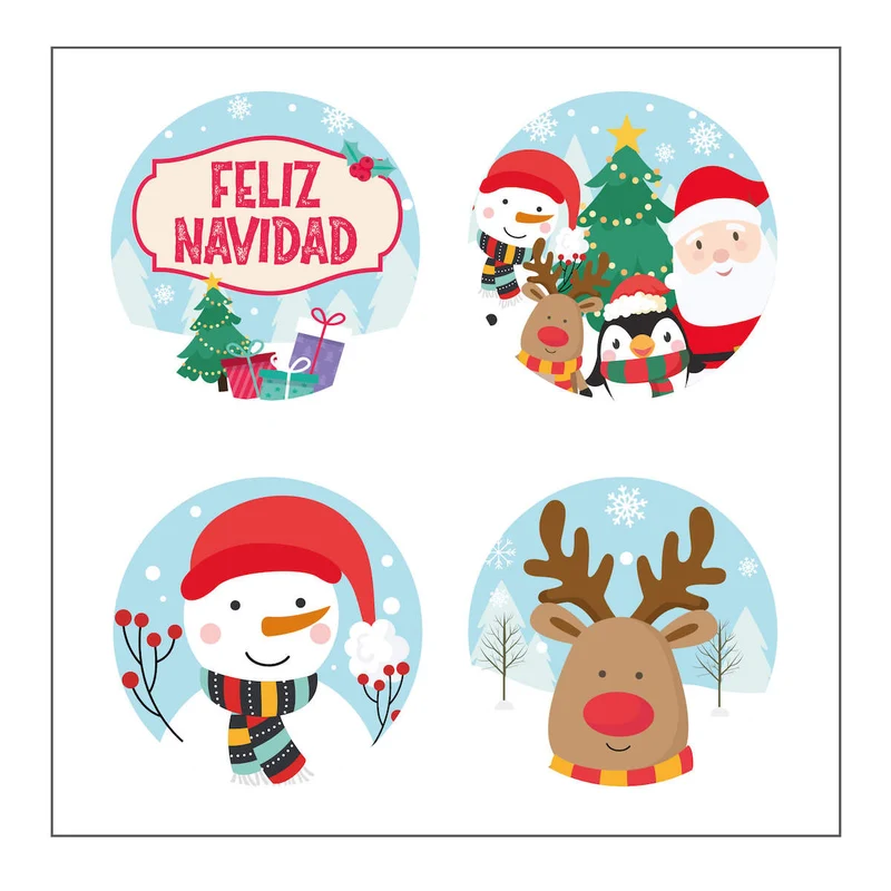 Art.10976 Calcomanía Círculo Navidad 4.5cm 12pz