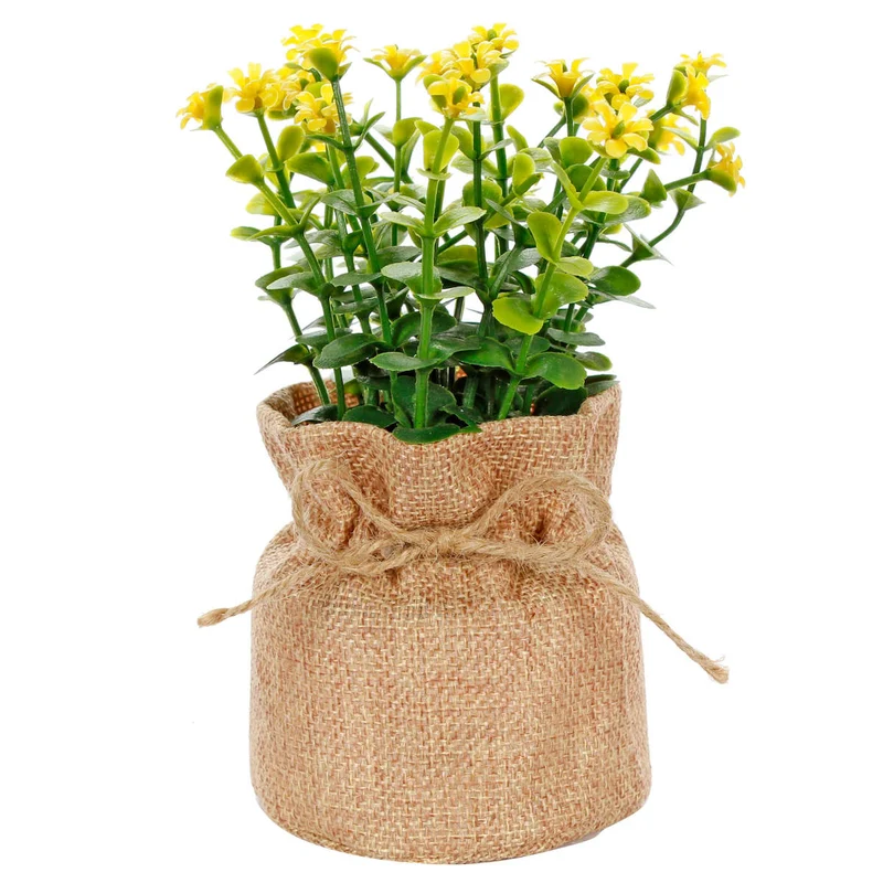 Art.10543 Planta Con Flor Base De Yute 16cm 1pz