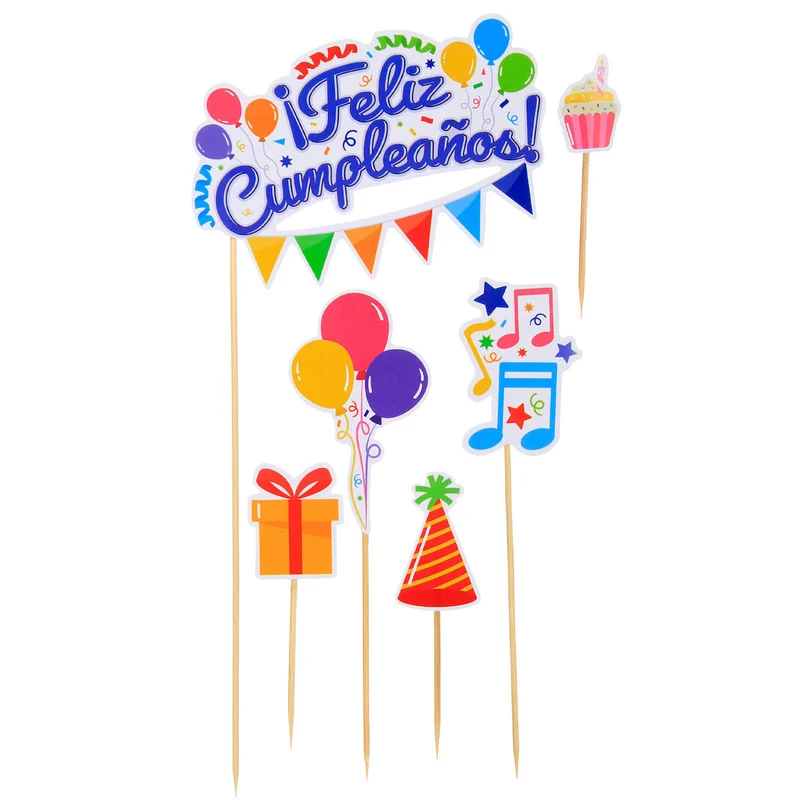 Art.10372 Adorno Pick Feliz Cumpleaños 6pz