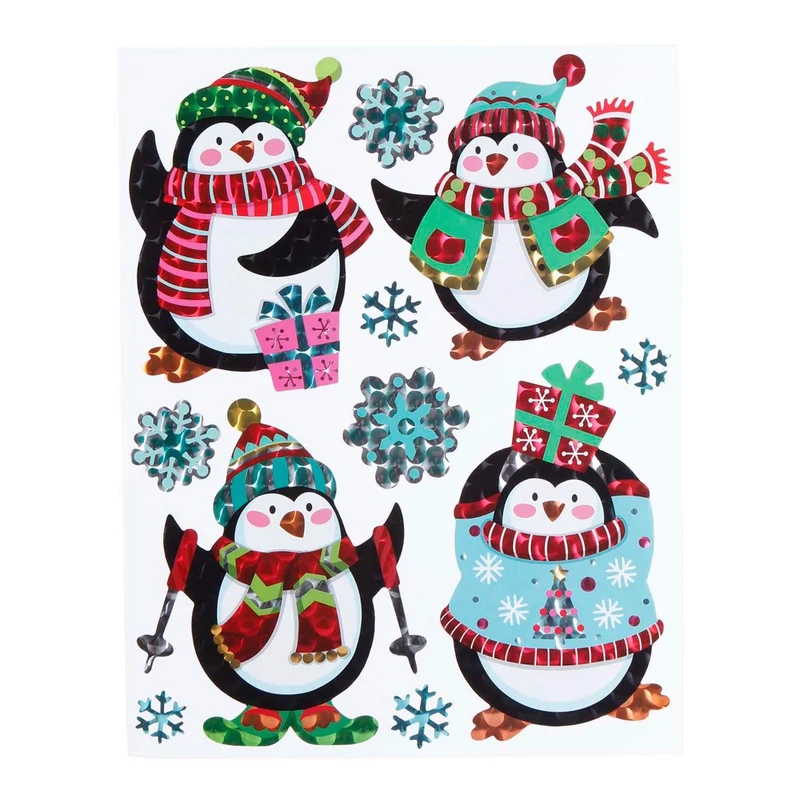 Art.7794 Calcomanía Decorativa Láser Pingüino Varios Tamaños 1 Planilla (Aprox 11pz)