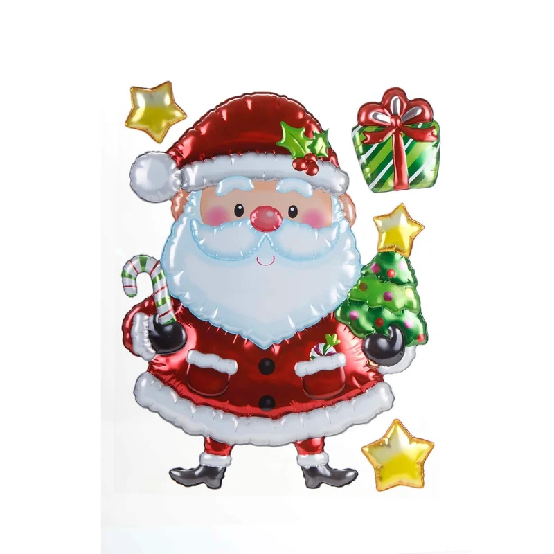 Art.7674 Calcomanía Decorativa Santa Globo Varios Tamaños 1 Planilla (Aprox 4pz)