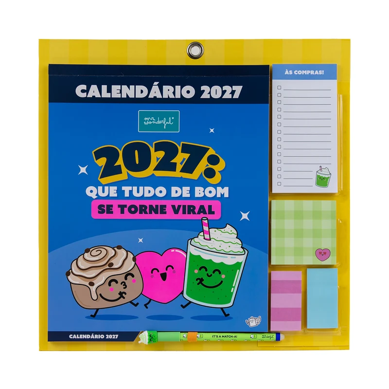 Calendário de parede magnético 2027 - Que tudo de bom se torne viral