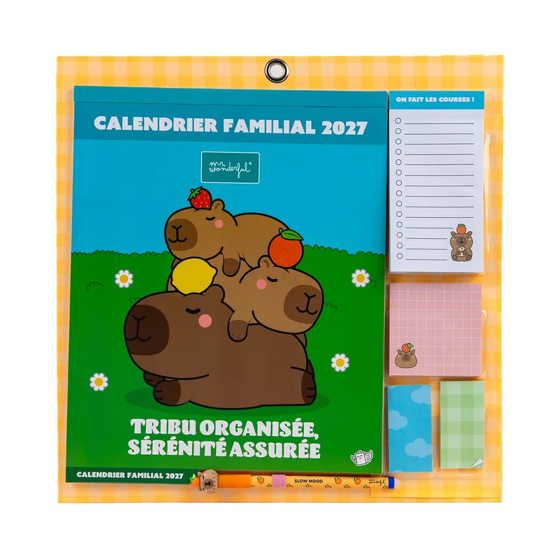 Calendrier mural magnétique familial 2027 - Tribu organisée, sérénité assurée