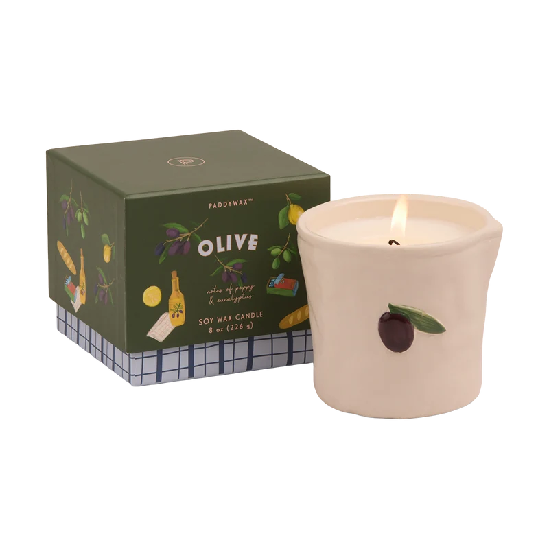 Vela De Cerámica Bistro Con Relieve De Aceituna