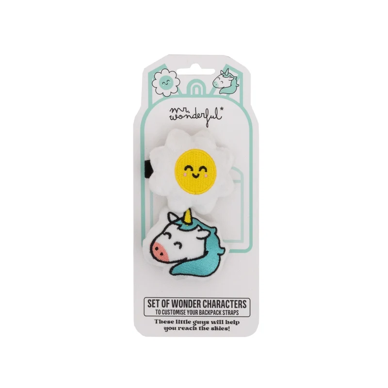 Set de personajes Wonder para personalizar las asas de tu mochila - Margarita y Unicornio